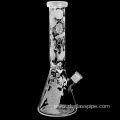 New Design 14 Inches heart pattern sandblasted Beaker Hookah Glass Smoking Water Pipe